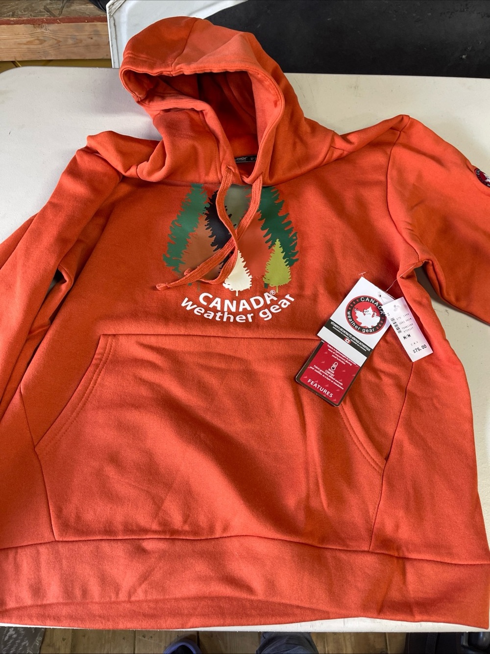 Canada Weather Gear Men's Crewneck Hoodie in Orange
